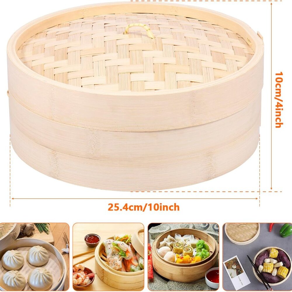 Lightweight Food Steamer Baskets Eco-Friendly Bamboo Steamer (1 Layer)